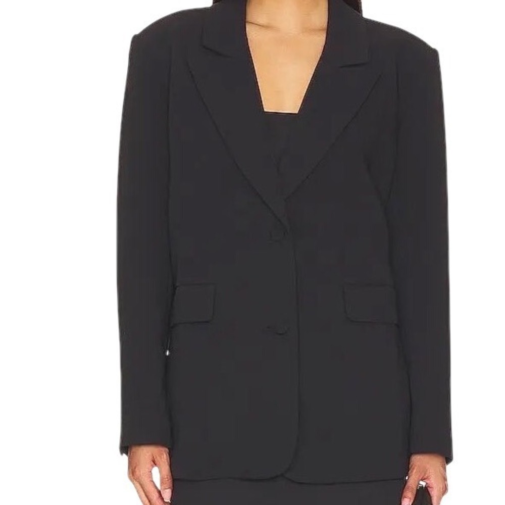 Good American‎ Luxe Suiting Boyfriend Blazer Jacket Oversized Black Size XXS/XS
